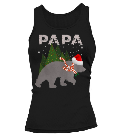 Papa Bear Christmas Pajamas Shirt Matching Santa Hat Lights Tank top Woman