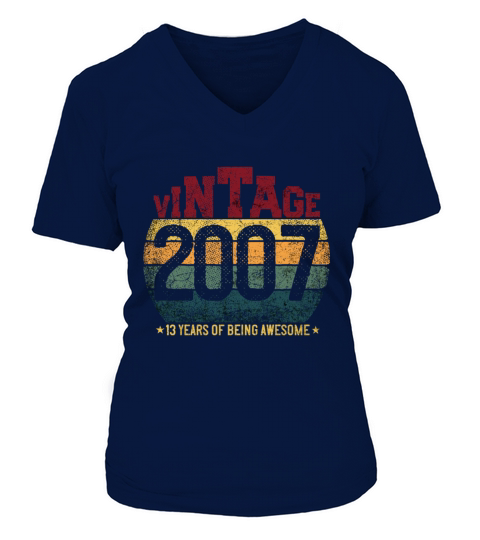 Vintage 2007 13 Years Of Being Awesome 13Th Birthd Women's V-Neck T-shirt
