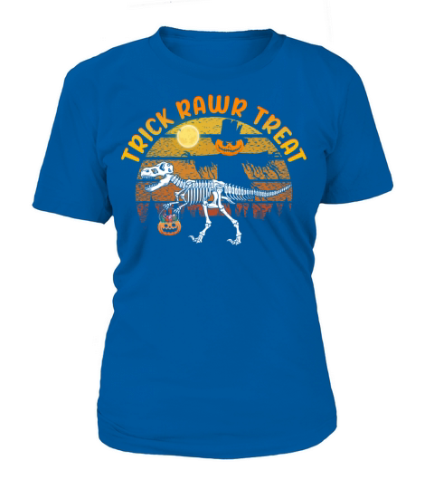 Vintage Halloween Kids Trick Rawr Treat Skeleton Women's T-Shirt