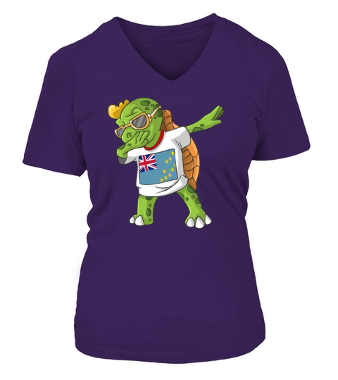 Tuvalu Dabbing Turtle Women's V-Neck T-shirt