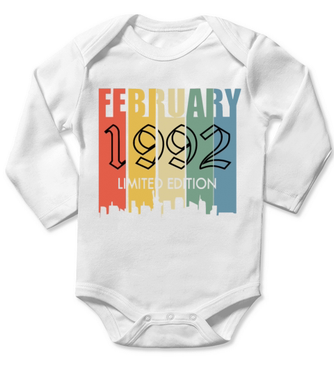 February 1992 year vintage saying Long Sleeve Baby One-Piece