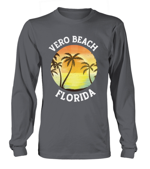 Vintage Vero Beach Florida Retro 70s 80s Souvenir Men's Long Sleeve