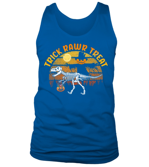 Vintage Halloween Kids Trick Rawr Treat Skeleton Men's Tank Top