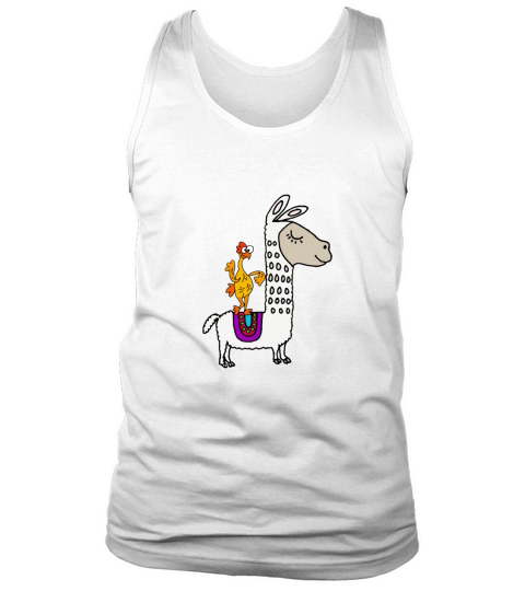 Funny rubber chicken riding llama cartoon Tank Top Unisex