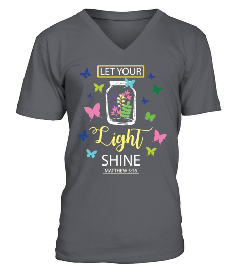 Let Your Light Shine Flowers Butterfly Christian Men's V-Neck T-shirt