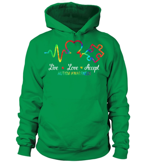 Live Love Accept Autism Awareness Month Puzzle Hea Women's Hoodie