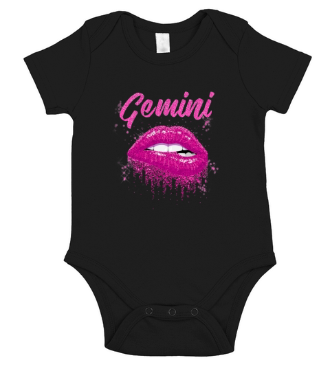 Gemini Zodiac Birthday Pink Lips Short Sleeve Baby One-Piece