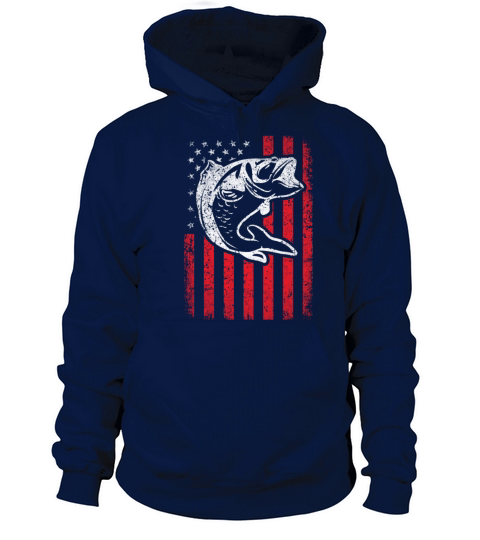 Fisherman Gift Fishing Bass Vintage American Flag Women's Hoodie