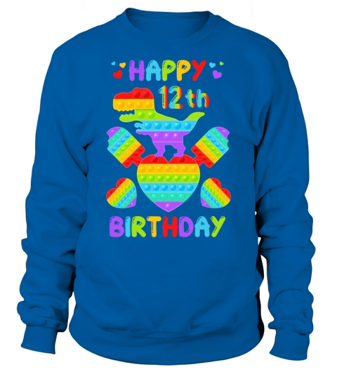 Kids Happy 12th Birthday Pop It Dinosaur Women's Sweatshirt