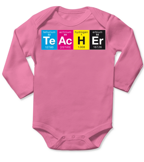 Elementary TeAcHEr CMYK colors style Long Sleeve Baby One-Piece