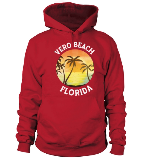 Vintage Vero Beach Florida Retro 70s 80s Souvenir Men's Hoodie