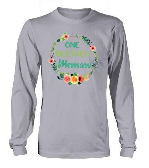 One Blessed Memaw Grandma Floral Wreath Gifts Women's Long Sleeve