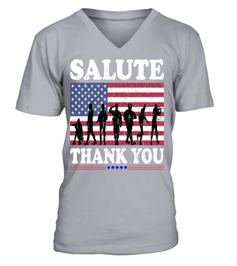 US USA American Flag Thank you Veterans Proud Vets Men's V-Neck T-shirt