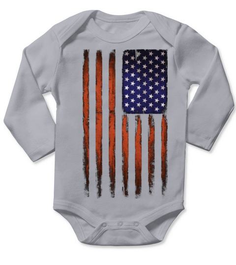 American flag Patriotic Vintage Long Sleeve Baby One-Piece