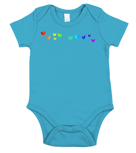 Minimalism hearts in rainbow colors gift Short Sleeve Baby One-Piece