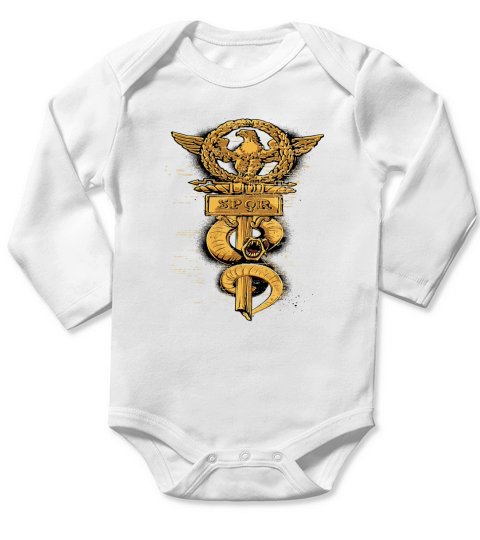 Gold Roman Eagle Snake Long Sleeve Baby One-Piece