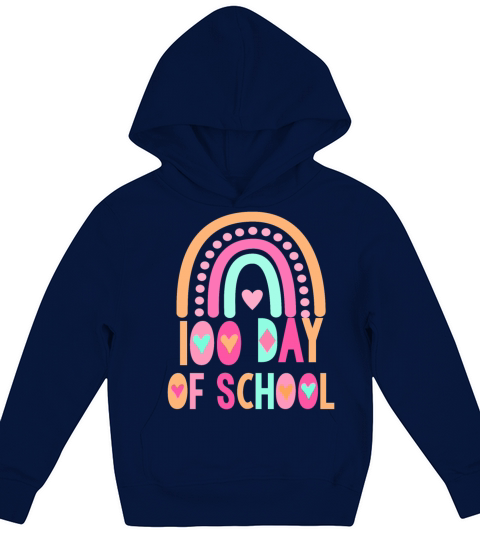 100 Days Of School rainbow Kids Hoodie