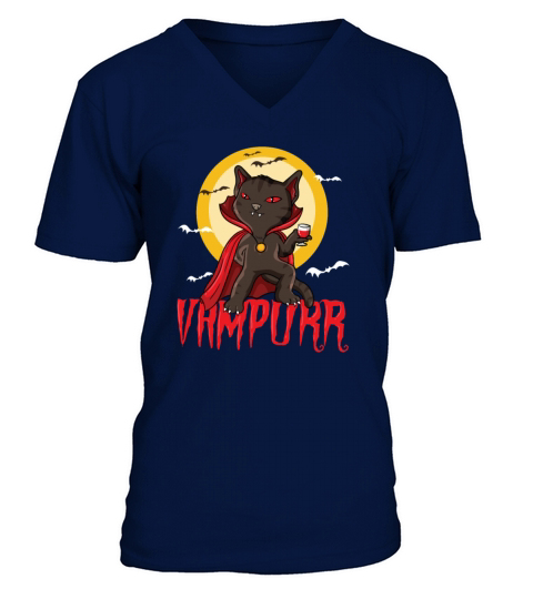 Funny Vampire Cat Vampurr Halloween Costume Men's V-Neck T-shirt