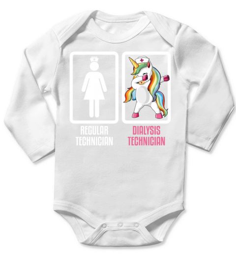 Regular Technician Vs Dabbing Unicorn Dialysis Long Sleeve Baby One-Piece