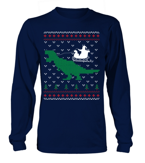 Santa Claus Trex Carriage Dinosaur Men's Long Sleeve