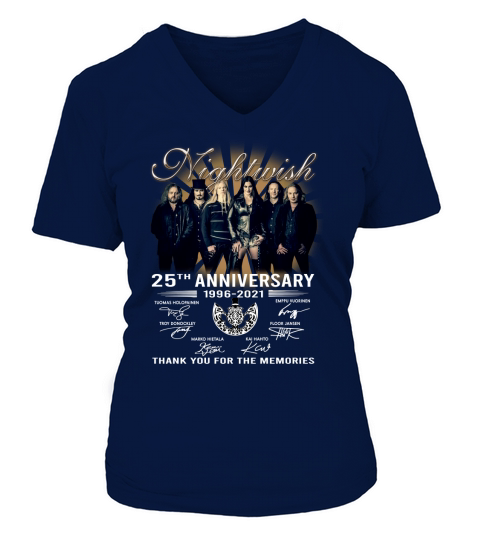 Nightwish 25th Anniversary 1966 2021 Signatures Thank V-neck T-Shirt Woman