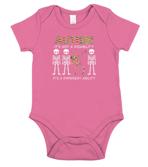 Autism Its A Different Ability Dabbing Skeleton Short Sleeve Baby One-Piece