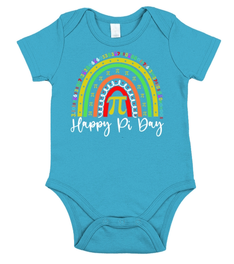Rainbow Happy Pi Day Funny Math Teacher T-Shirt Short Sleeve Baby One-Piece