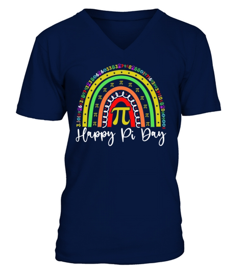 Rainbow Happy Pi Day Funny Math Teacher T-Shirt V-Neck T-shirt