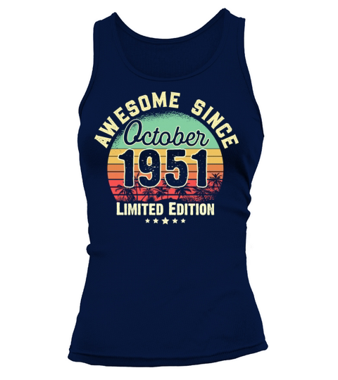 October 1951 70th Year Old Birthday Gift Retro Women's Tank Top