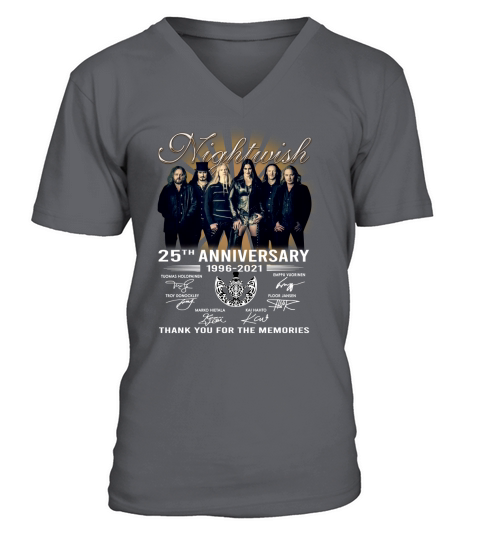 Nightwish 25th Anniversary 1966 2021 Signatures Thank V-Neck T-shirt