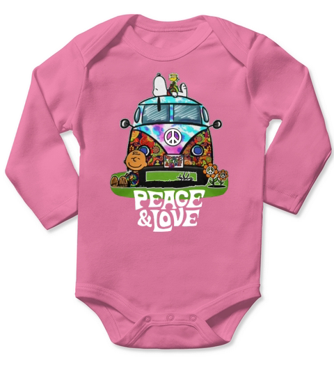 Snoopy Peace And Love Shirt Long Sleeve Baby One-Piece