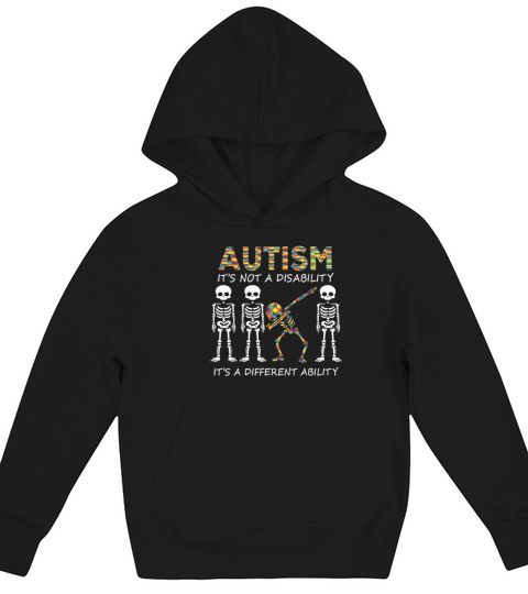 Autism Its A Different Ability Dabbing Skeleton Kids Hoodie