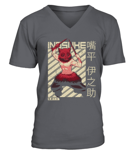Inosuke Demon Slayer Anime T-Shirt Men's V-Neck T-shirt