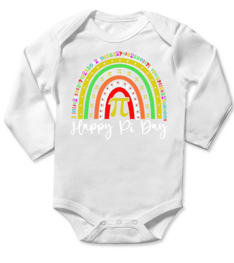 Rainbow Happy Pi Day Funny Math Teacher T-Shirt Long Sleeve Baby One-Piece