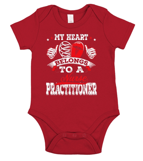My Heart Belongs To A Nurse Practitioner Husband Wife Gift Short Sleeve Baby One-Piece