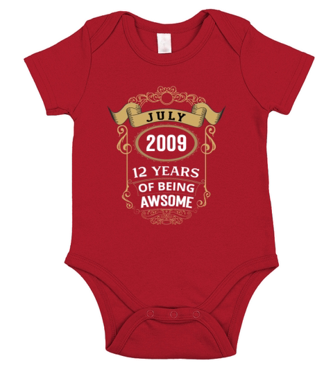 July 2009 12 Years Of Being Awesome Birthday Gift Short Sleeve Baby One-Piece