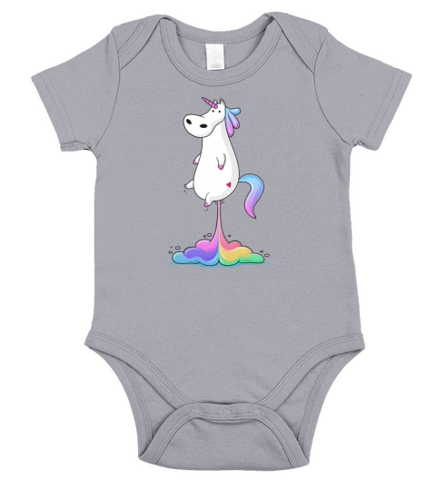 Unicorn Farting a Rainbow Short Sleeve Baby One-Piece