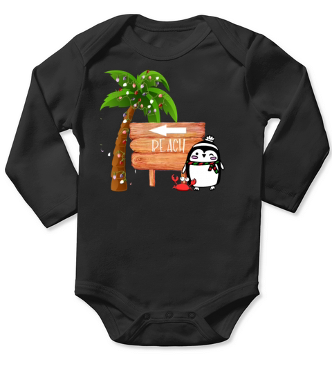 CHRISTMAS AT THE BEACH product PENGUIN SANTA Long Sleeve Baby One-Piece