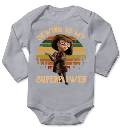 Edna Mode sewing is my superpower sunset shirt Long Sleeve Baby One-Piece