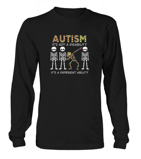 Autism Its A Different Ability Dabbing Skeleton Women's Long Sleeve