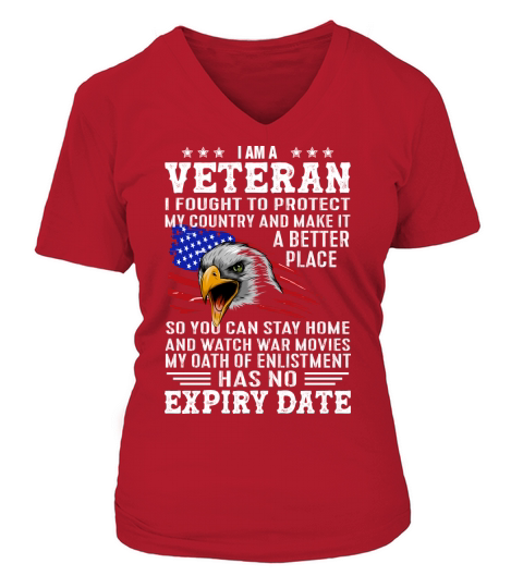 I am a veteran I fought to protect my country and make it a better place V-neck T-Shirt Woman