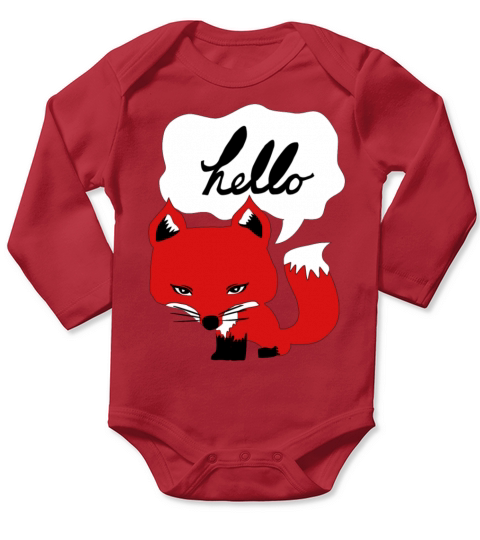 The Fox Says Hello Tee Long Sleeve Baby One-Piece