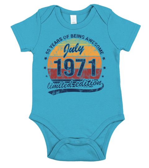 50 Years Old Awesome Limited Edition July 1971 Short Sleeve Baby One-Piece