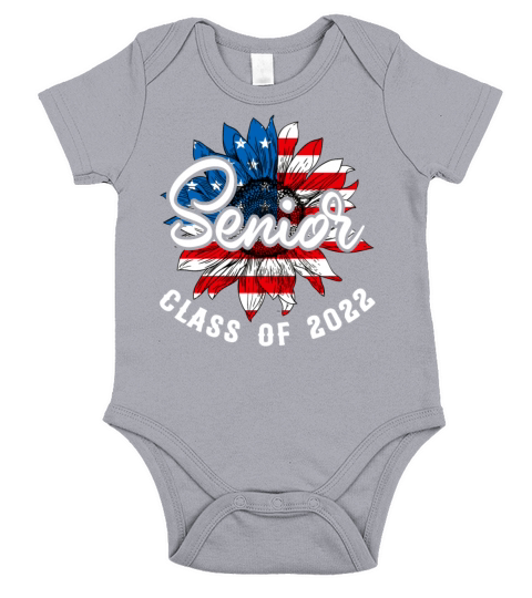 Senior American Flag Sunflower Class Of 2022 Short Sleeve Baby One-Piece
