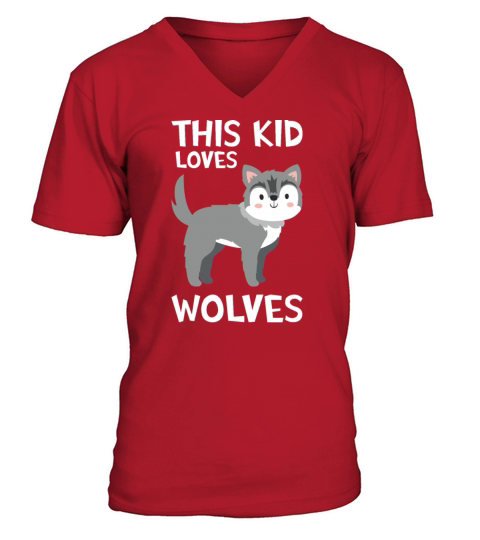 This Kid Loves Wolves I Kids Wolf Motif Men's V-Neck T-shirt