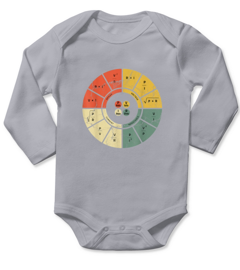 Vintage Ohms Law Diagram Electrical Electronics Engineer Long Sleeve Baby One-Piece