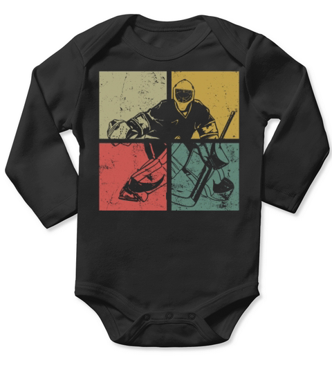 Ice Hockey Goalie Vintage Retro Long Sleeve Baby One-Piece