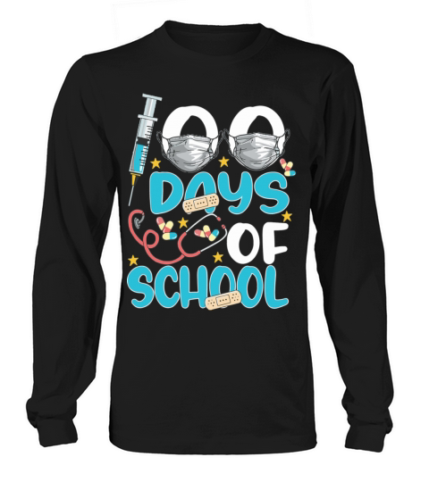 Nurse Happy 100 Days Of School Celebration Adults Men's Long Sleeve