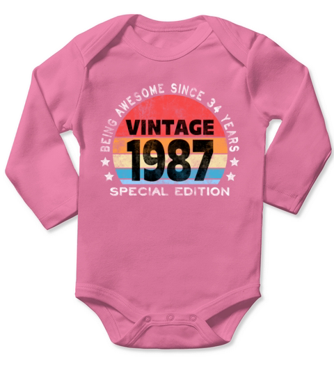 34th Birthday 1987 Awesome Vintage Special Edition Long Sleeve Baby One-Piece