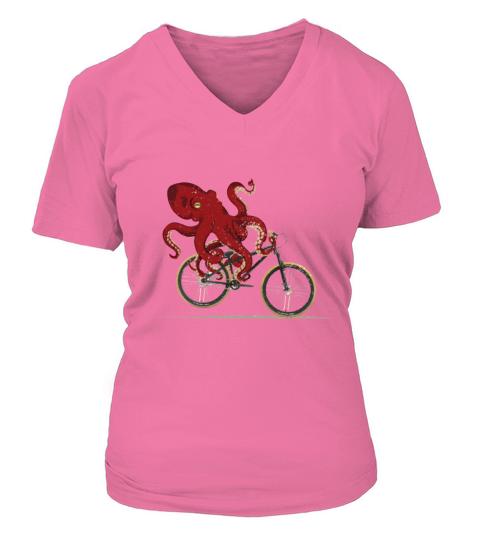 Cycling Octopus Bicycle Enthusiast Invertebrate Women's V-Neck T-shirt